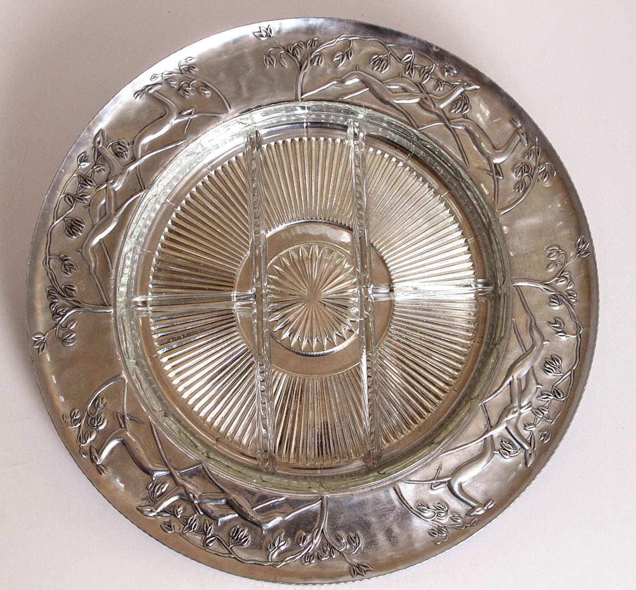 Large Everlast Aluminum Art Deco Serving Plate For Sale at 1stDibs