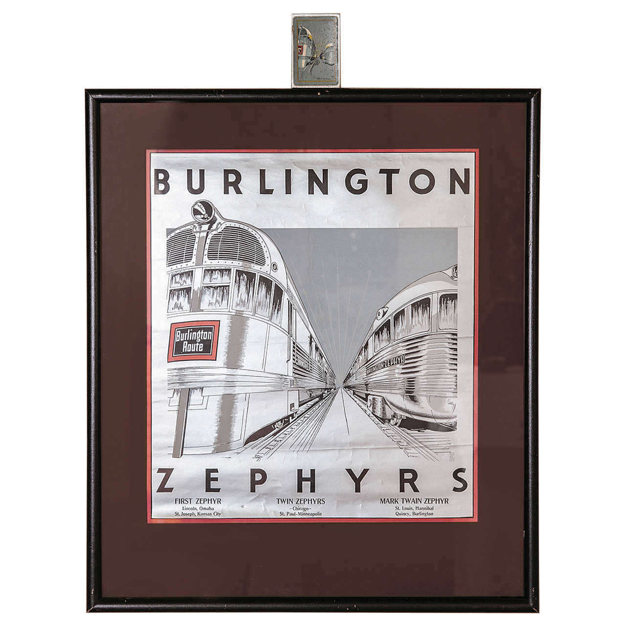 Vintage Burlington Zephyr Streamline Art Deco Train Calendar Top and