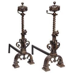 Pair of Monumental Byzantine Revival Andirons