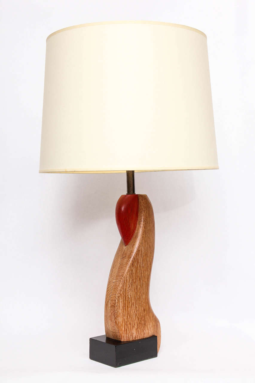 Wood  Table Lamps Pair Mid Century Modern Sculptural form wood America 1940's For Sale