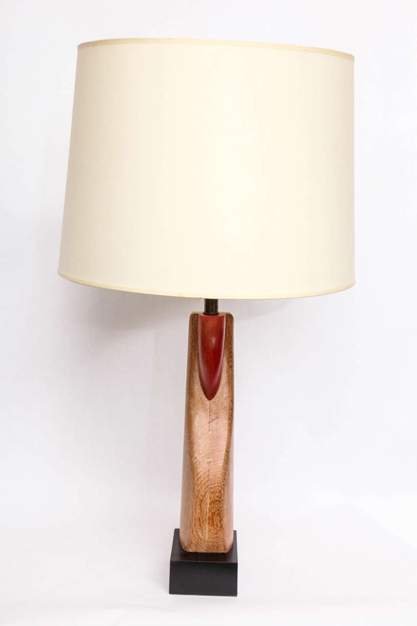  Table Lamps Pair Mid Century Modern Sculptural form wood America 1940's For Sale 2