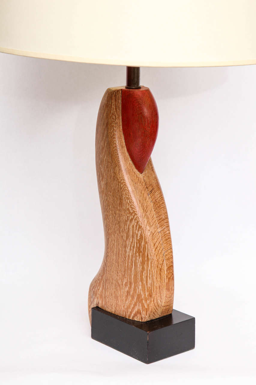  Table Lamps Pair Mid Century Modern Sculptural form wood America 1940's For Sale 1