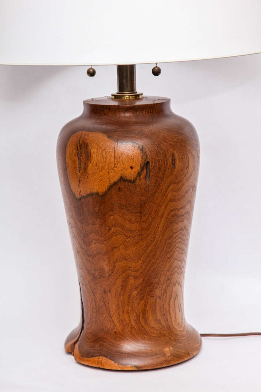 1960s Arts and Crafts Wood Table Lamp For Sale at 1stdibs