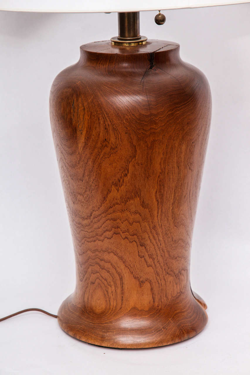 1960s Arts and Crafts Wood Table Lamp For Sale at 1stdibs