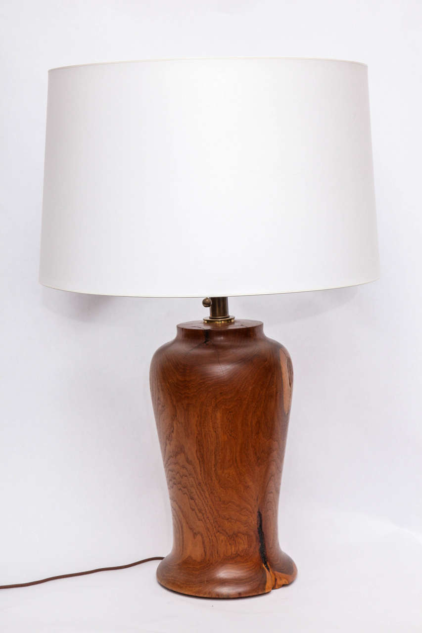 1960s Arts and Crafts Wood Table Lamp For Sale at 1stdibs
