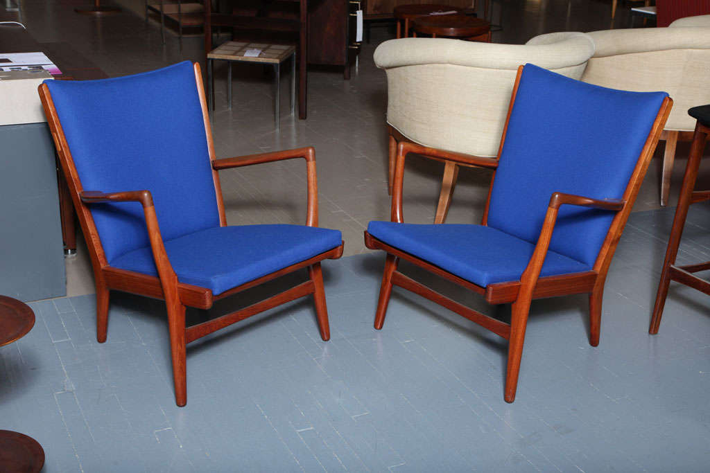 Hans Wegner Teak AP-16 Easy Chairs. Danish Vintage Armchairs. .