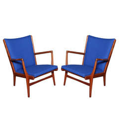 Hans Wegner Teak AP-16 Easy Chairs. Danish Vintage Armchairs. .