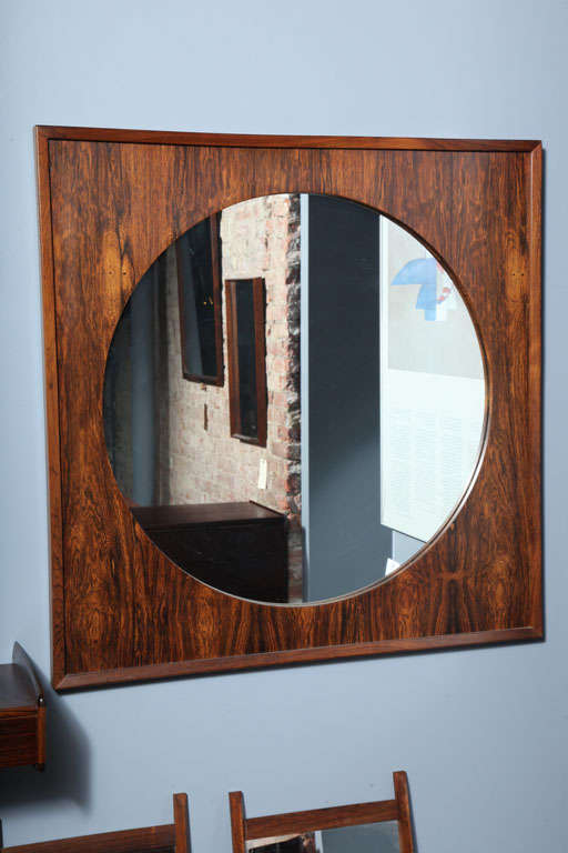Modern Danish Vintage Mirror with Rosewood Frame In Excellent Condition In New York, NY