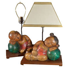 Thailand Carvings mounted as table lamps.
