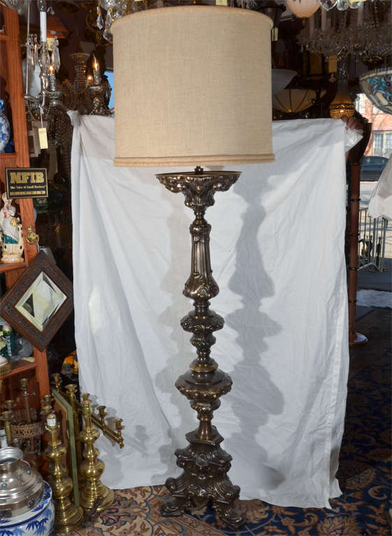 Baroque Style Candleholder As Large Floor Lamp For At 1stdibs Baroque Style Brass Candle Holder As A Floor Lamp Shown With 22
