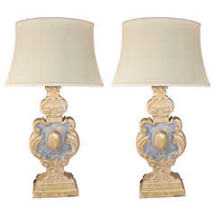 19th Century, Italian carved Balusters as table lamps
