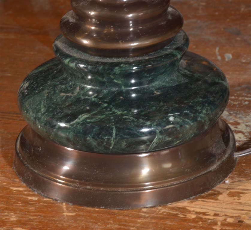 Pair, Asian Bronze with green marble inserts. For Sale 2