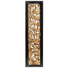 Antique Chinese Gilded and Carved Wood Wall Hanging