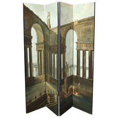 Italian Handpainted Wooden Screen