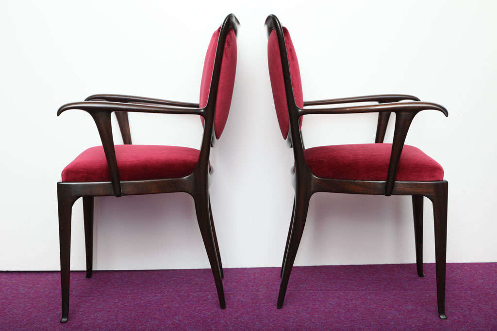 Mid-20th Century Pair of Open Arm Chairs designed by Paolo Buffa