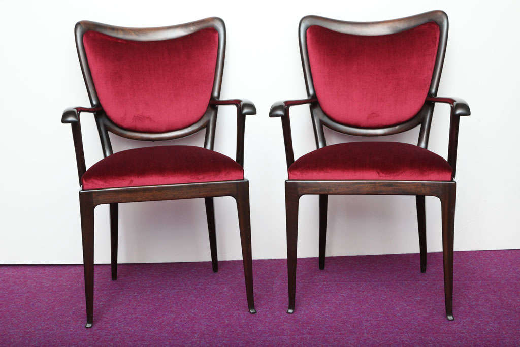 Pair of Open Arm Chairs designed by Paolo Buffa 1