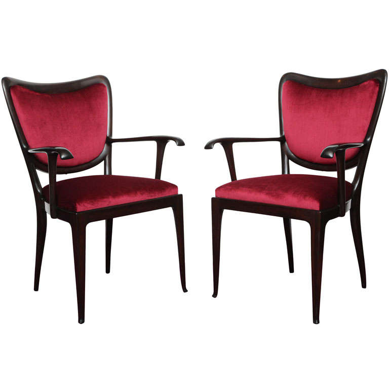 Pair of Open Arm Chairs designed by Paolo Buffa