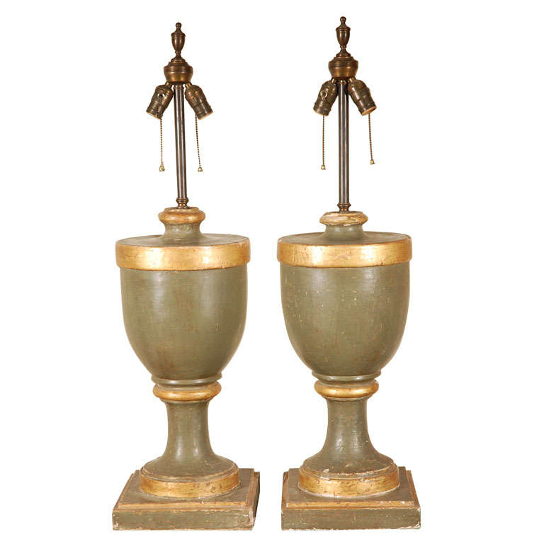 Pair of  Lamps From 19th Century Finials