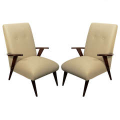 Pair Rosewood Boomerang Lounge Chairs
