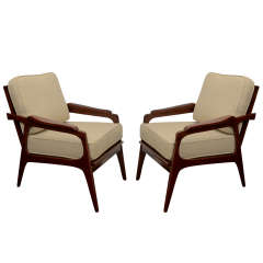 Pair of Slatted Back Armchairs