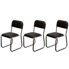Set of Three Chrome Side Chairs