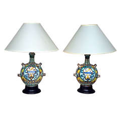 Vintage Pair Italian Pottery Lamps
