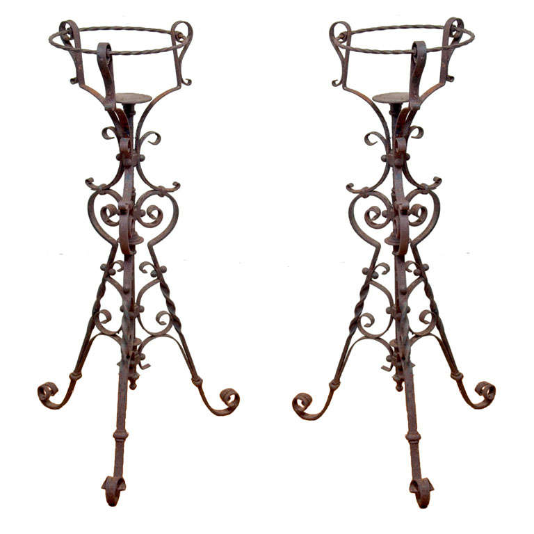 Pair Iron Plant Stands For Sale at 1stDibs