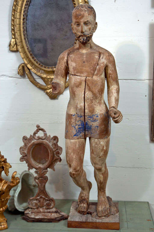 Carved Wood Statue of a Bearded Man