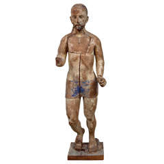 Carved Wood Statue of a Bearded Man