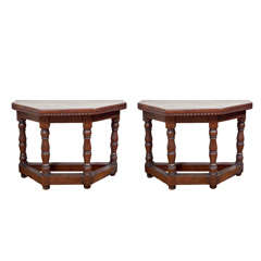 Pair of Italian Walniut Console Tables