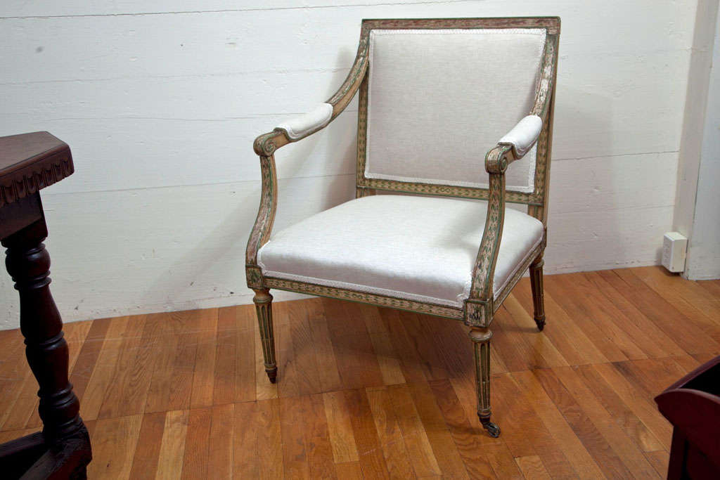 English Paint Decorated Upholstered Armchair