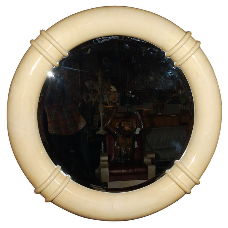 Vintage Faux Parchment Mirror Attributed to Karl Springer