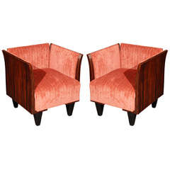 Pair of Art Deco Macassar Ebony Armchairs