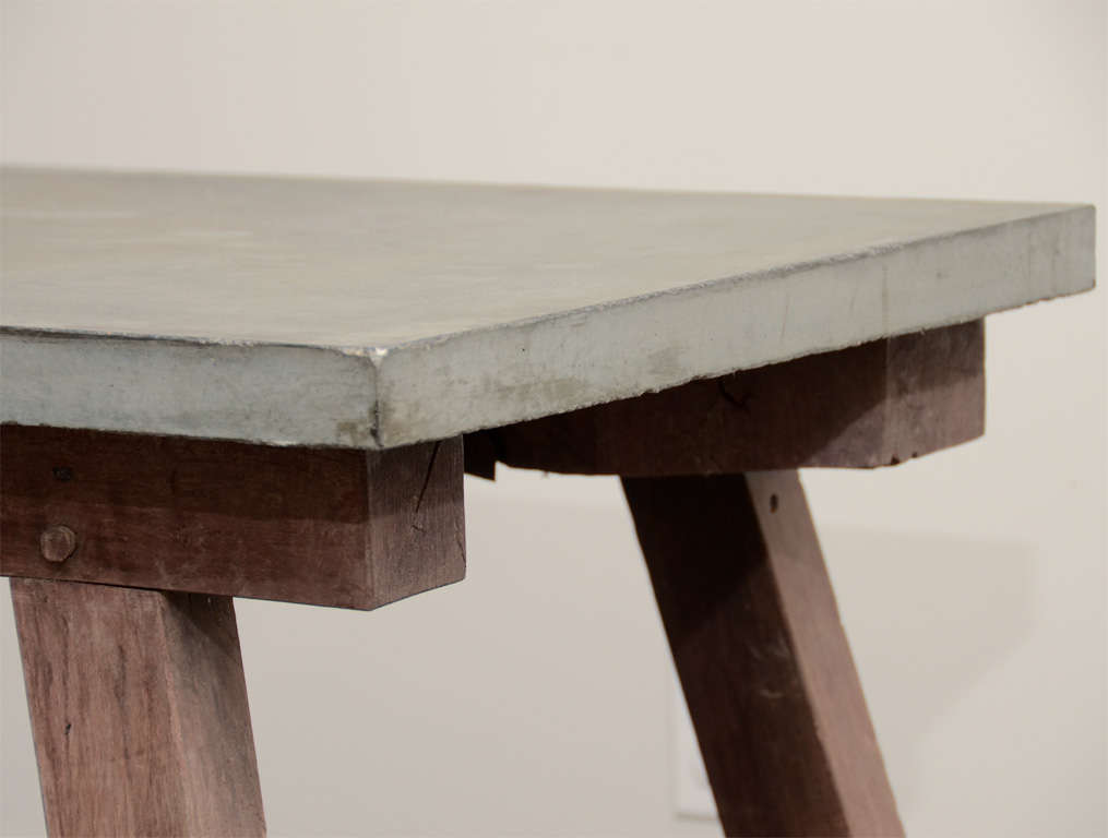 Belgian Stone Top Table on Wooden Base