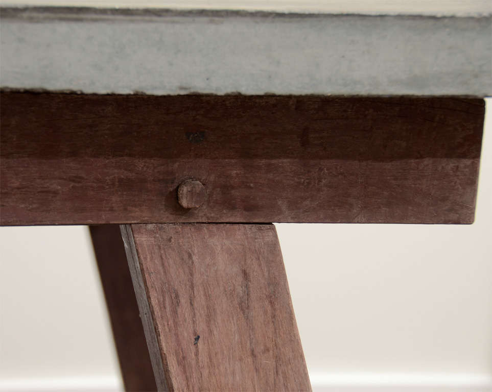 Stone Top Table on Wooden Base 2
