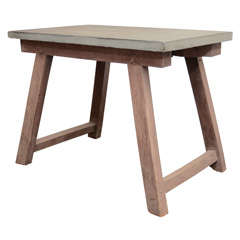 Stone Top Table on Wooden Base