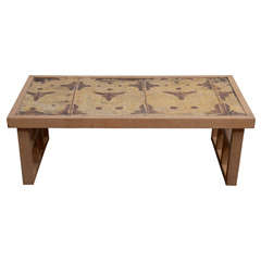 Bleached Oak Coffee Table with Graphic Textile Inlay