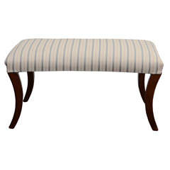Saber Leg Bench with Striped Upholstery