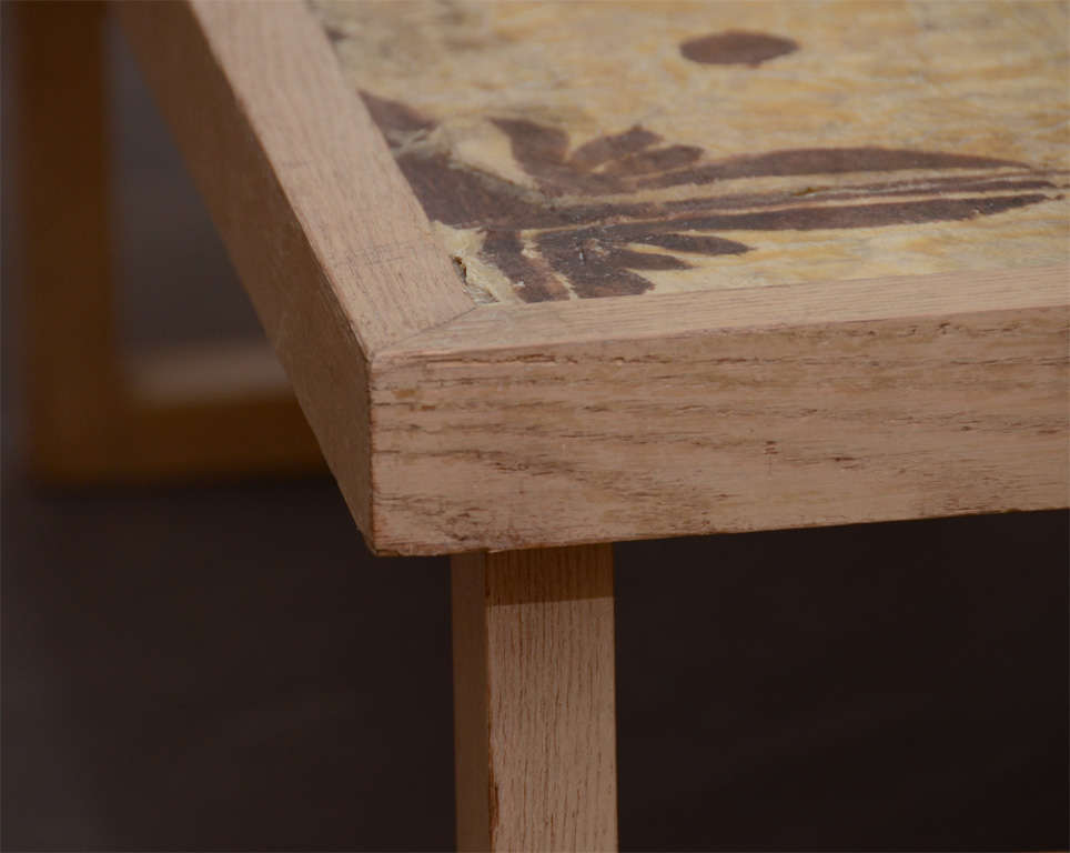 Bleached Oak Coffee Table with Graphic Textile Inlay at 1stDibs