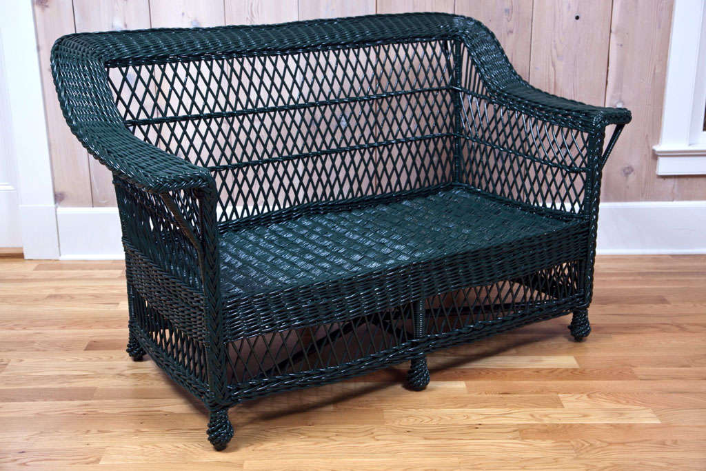 Antique Bar Harbor Wicker Settee at 1stDibs