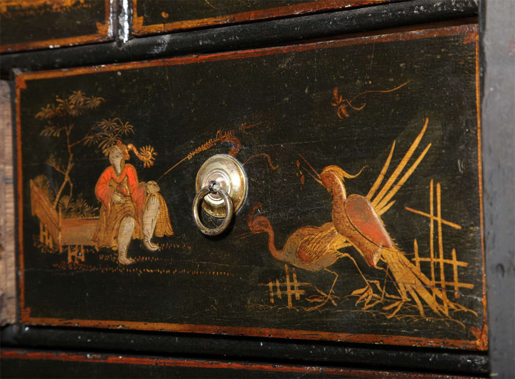 A George I Parcel-Gilt Decorated Black Japanned Cabinet on Chest 4