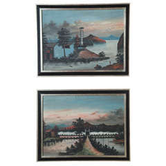 A Pair of 19th Century Chinese Export Landscapes