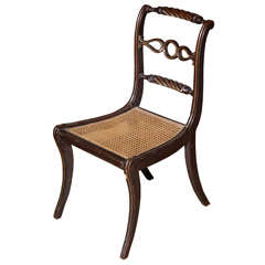 A Pair of Faux Grained/Ebonized Regency Side Chairs