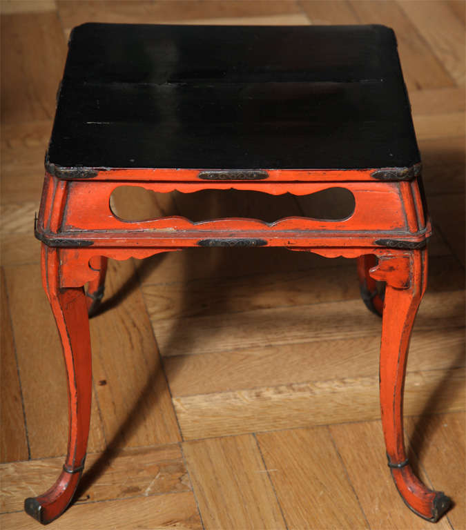 19th Century Late 19th/Early 20th Century Japanese Red Lacquer Stand For Sale