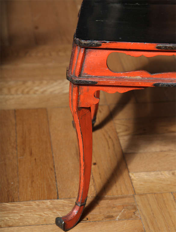 Wood Late 19th/Early 20th Century Japanese Red Lacquer Stand For Sale