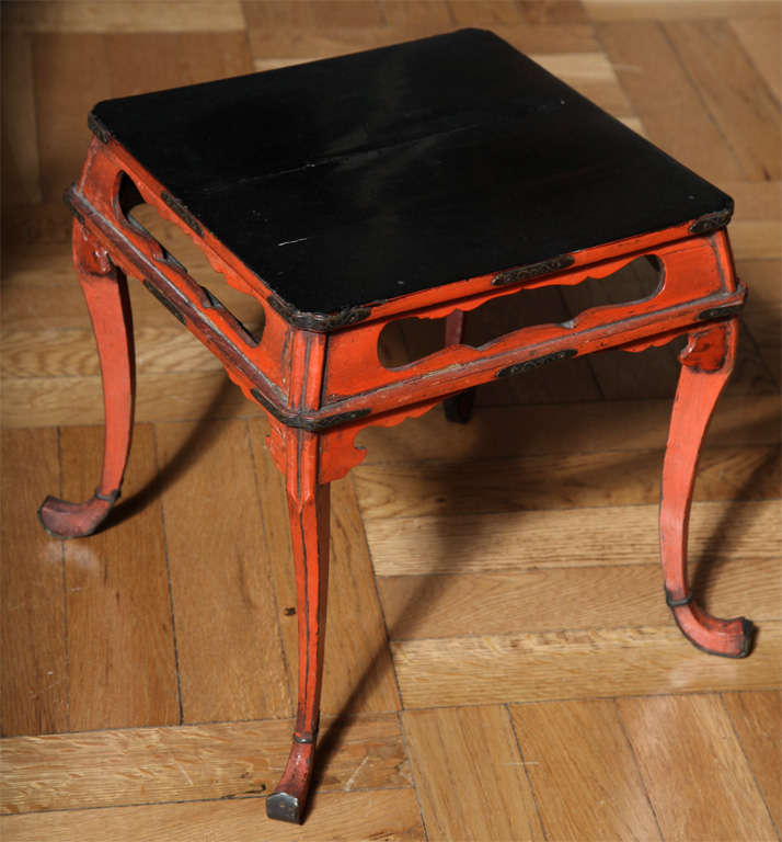 Late 19th/Early 20th Century Japanese Red Lacquer Stand For Sale 3