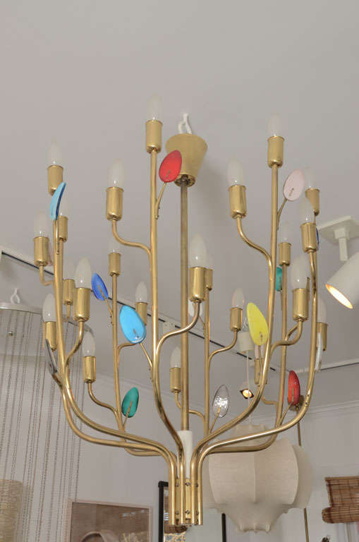 A RARE CHANDELIER IF REFINED IMAGERY. THE MOTIF SUGGEST A BOUQUET OF BRANCHES, MUCH IN THE MANNER OF HENRI MATISSE.