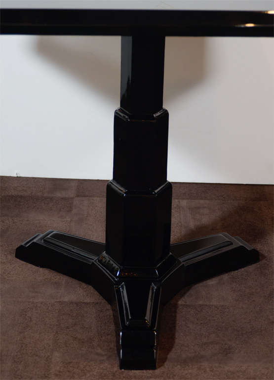 Art Deco Black Lacquered Skyscraper Center Table or Dining Table In Excellent Condition In New York, NY