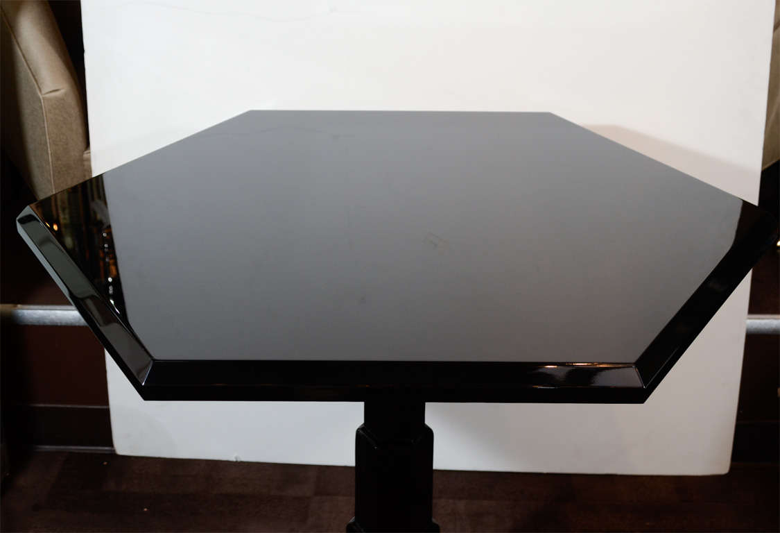 Art Deco Black Lacquered Skyscraper Center Table or Dining Table 1