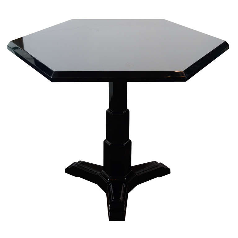Art Deco Black Lacquered Skyscraper Center Table or Dining Table